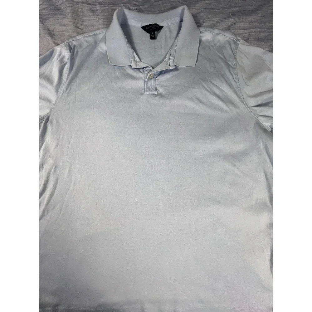Banana Republic Mens Luxe Touch Performance Polo‎ Shirt Light Blue Large L Short